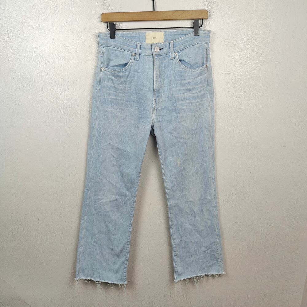 CQY Boot Cut Jeans Womens 29 Light Wash Raw Hem‎ High Rise Preppy